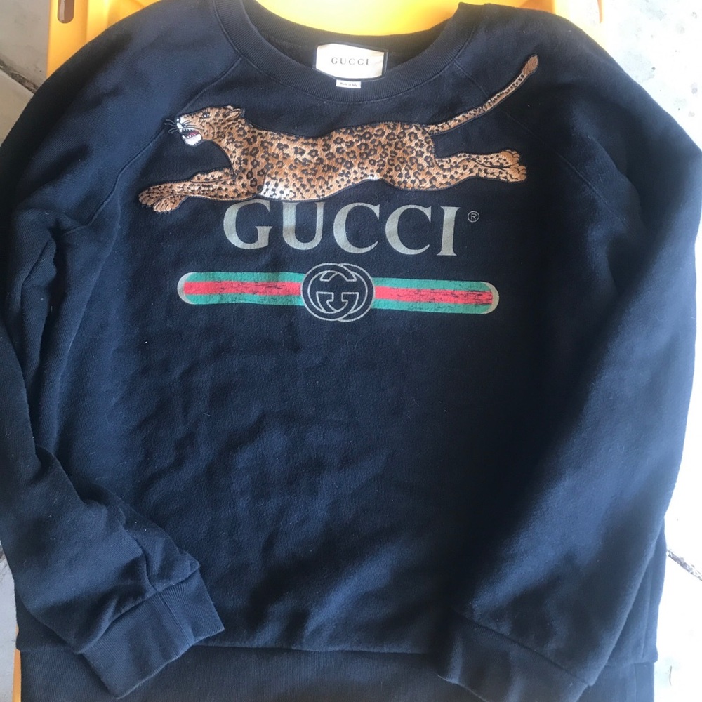 Gucci Black Sweatshirt with Leopard Design small